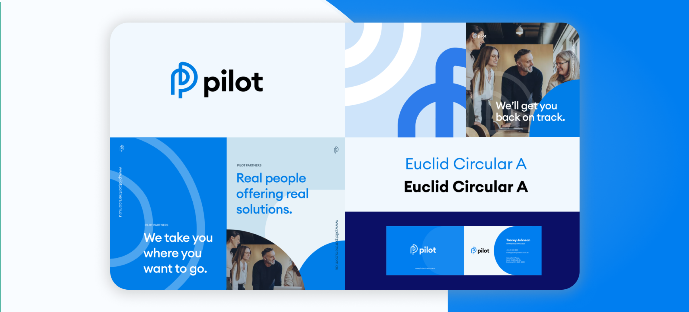 Pilot Partners website with blue and white colors.