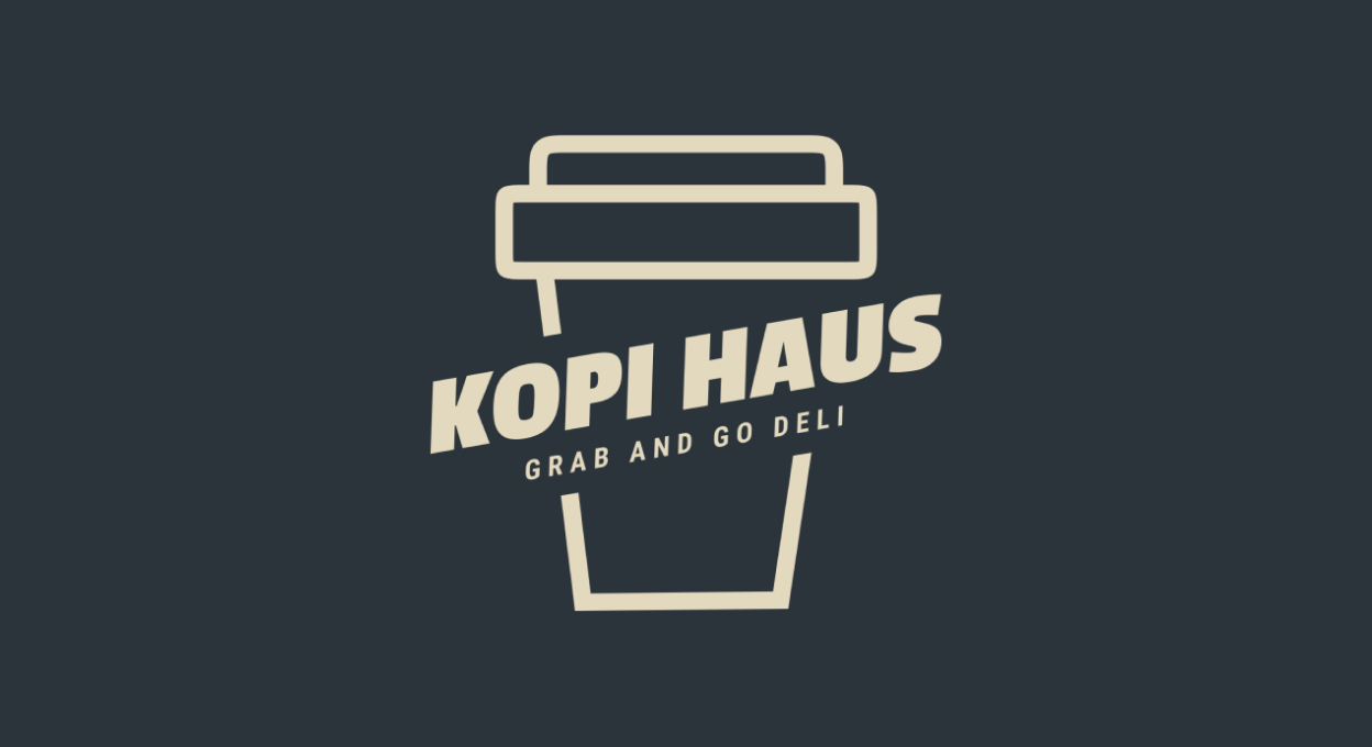 Kopi Haus logo with coffee cup icon.