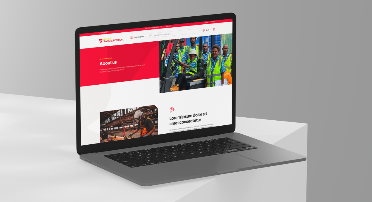 Trade Electrical website on laptop screen.